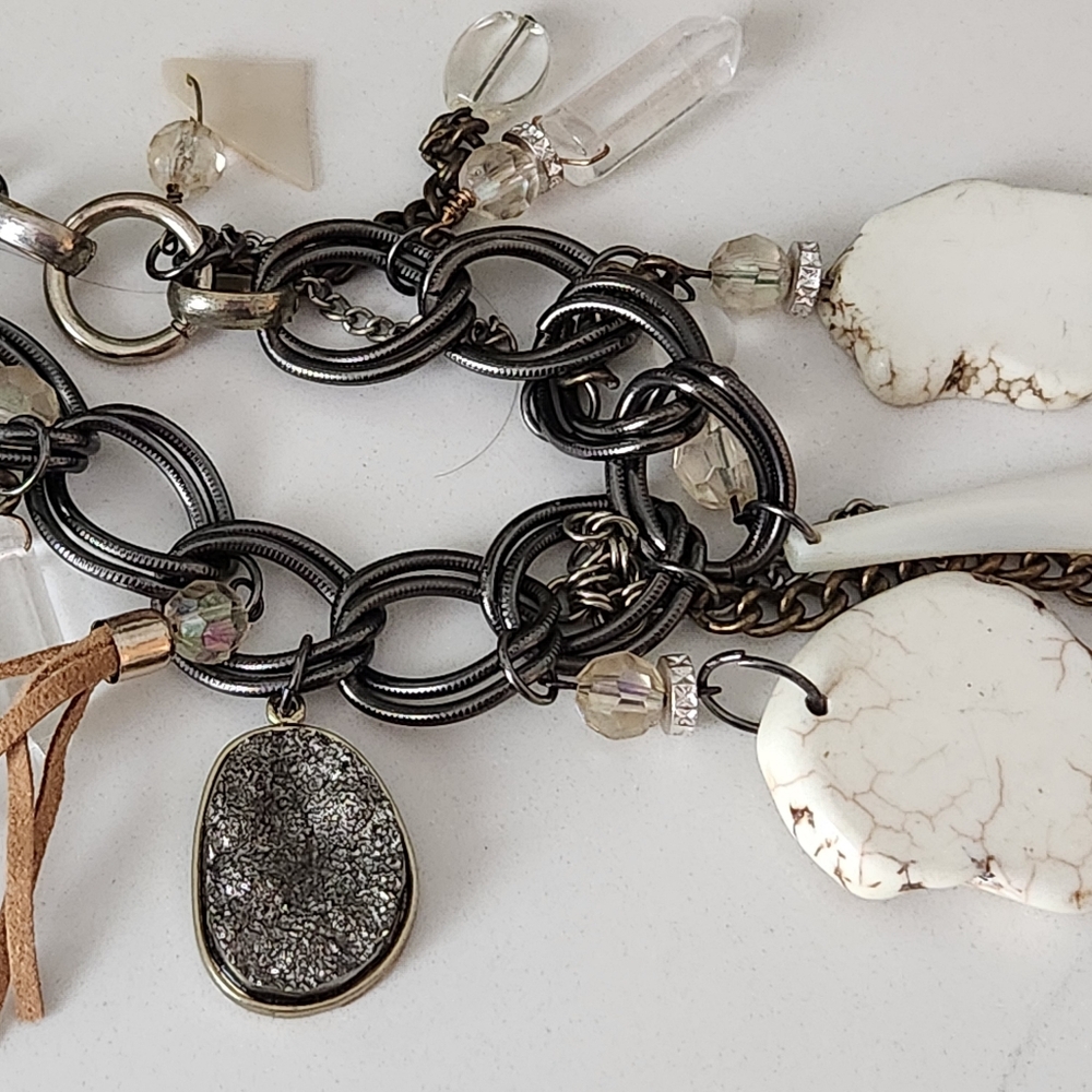 Mixed Metal Chunky Charm Necklace